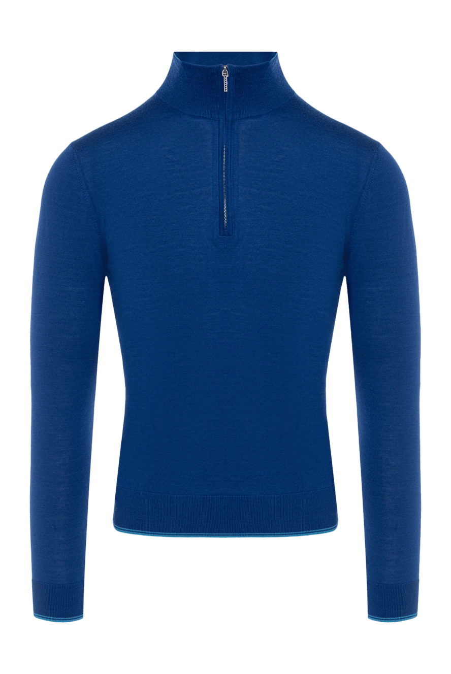 Cesare di Napoli man wool, cashmere and silk troyer blue for men купить с ценами и фото 132814 - photo 1