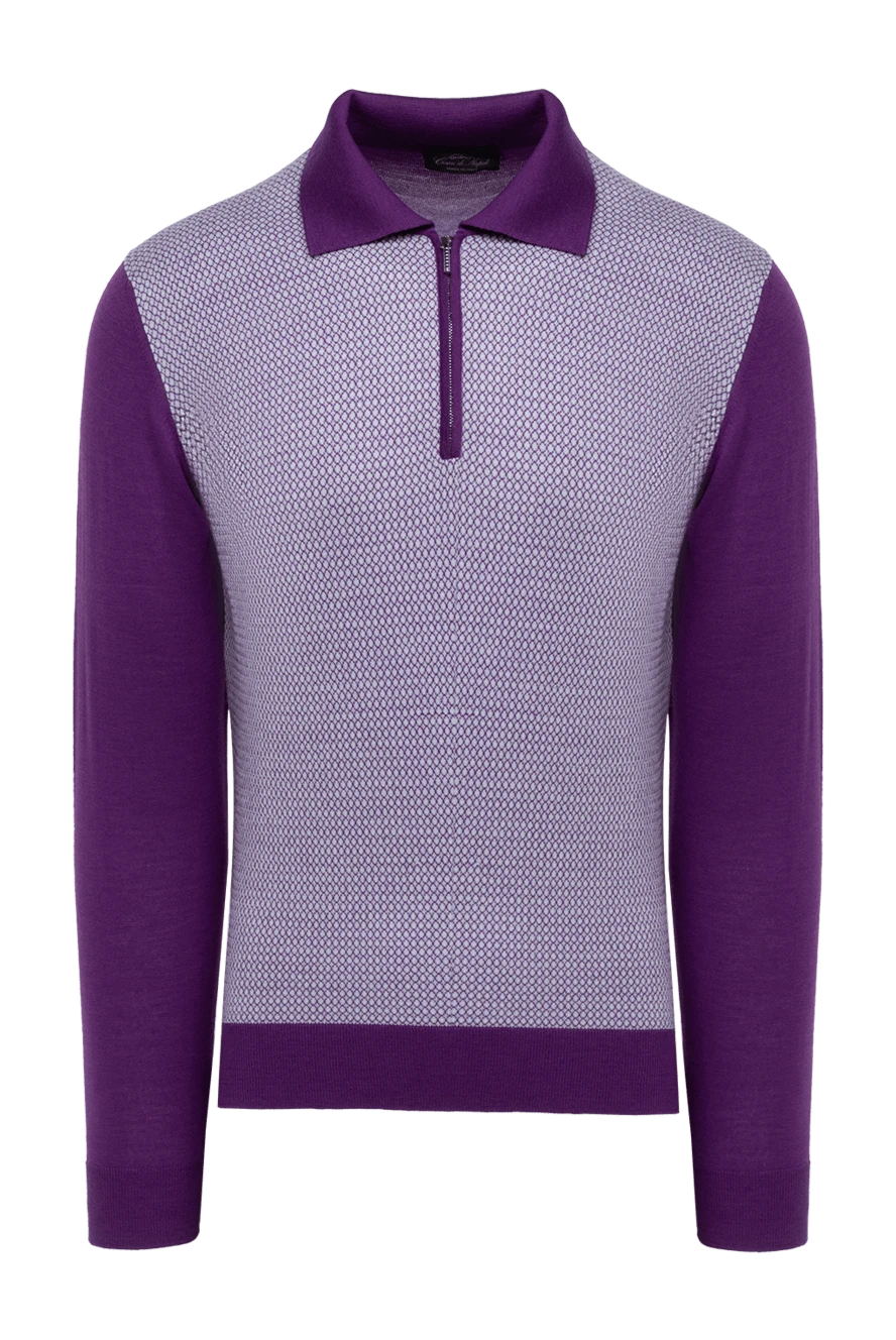 Cesare di Napoli man wool, silk and cashmere long sleeve polo violet for men купить с ценами и фото 132820 - photo 1