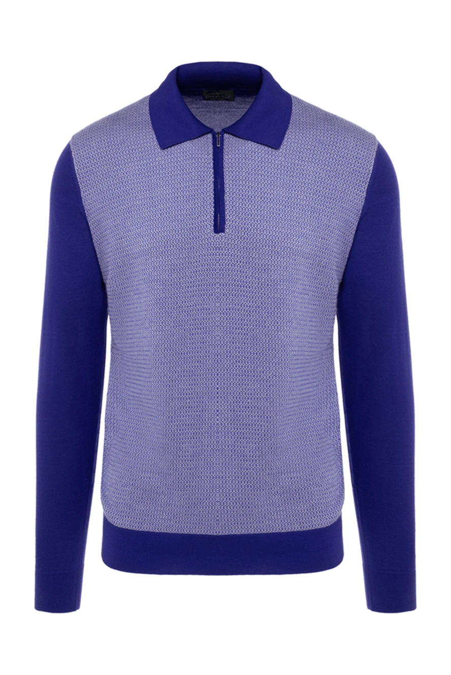 Cesare di Napoli man long sleeve polo in silk and cashmere blue for men купить с ценами и фото 132829 - photo 1