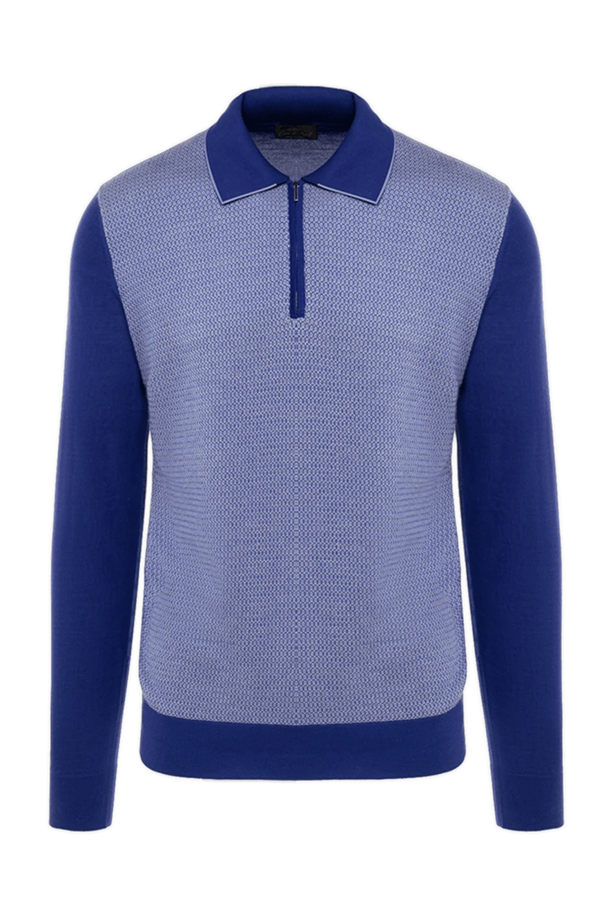 Cesare di Napoli man wool long sleeve polo blue for men купить с ценами и фото 132834 - photo 1