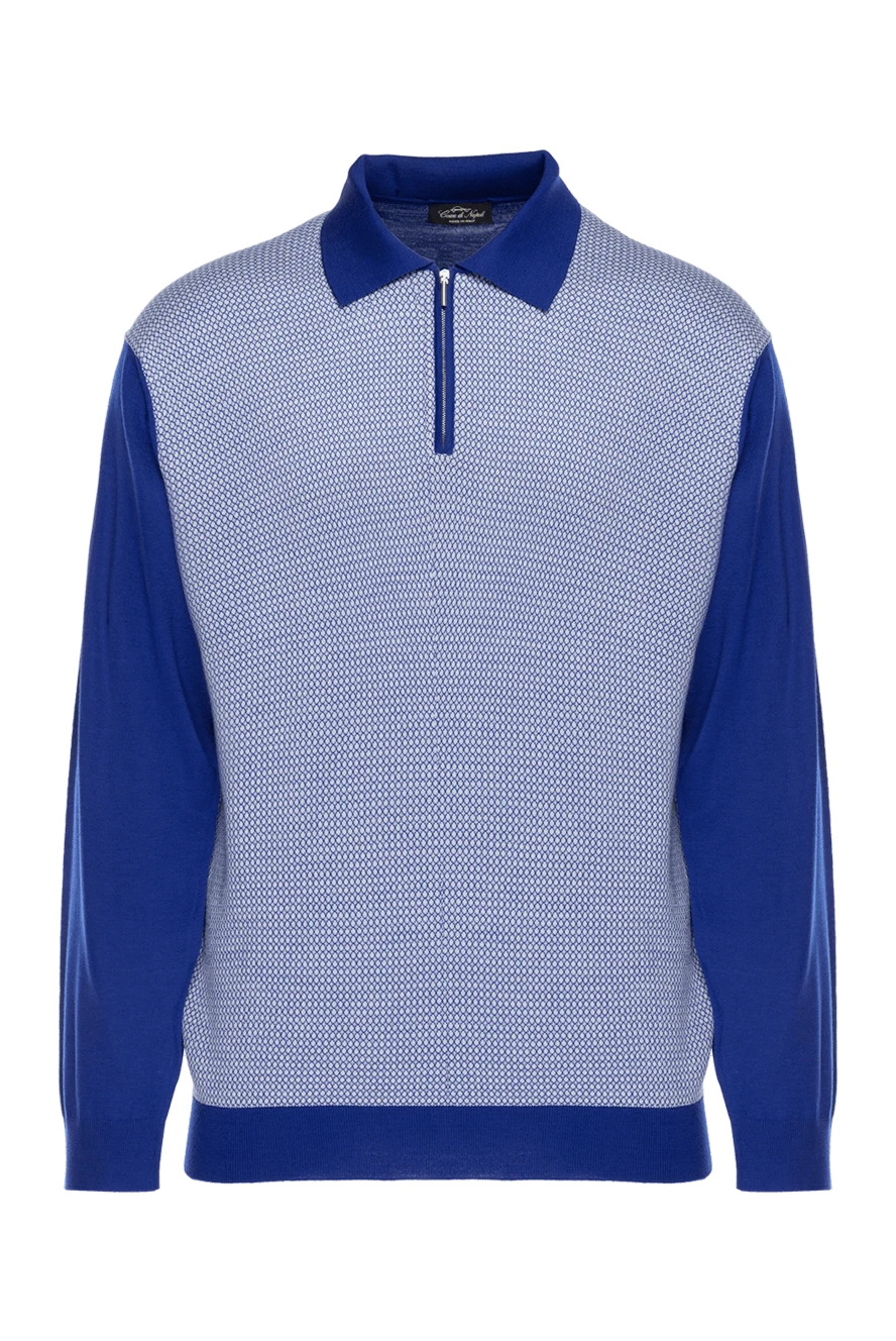 Cesare di Napoli man wool long sleeve polo blue for men купить с ценами и фото 132839 - photo 1