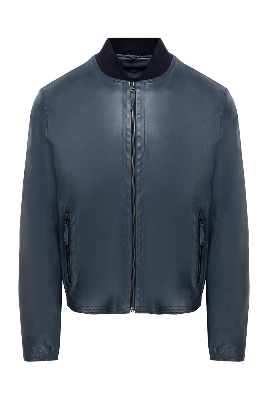 Schiatti man blue leather jacket for men купить с ценами и фото 133363 - photo 1