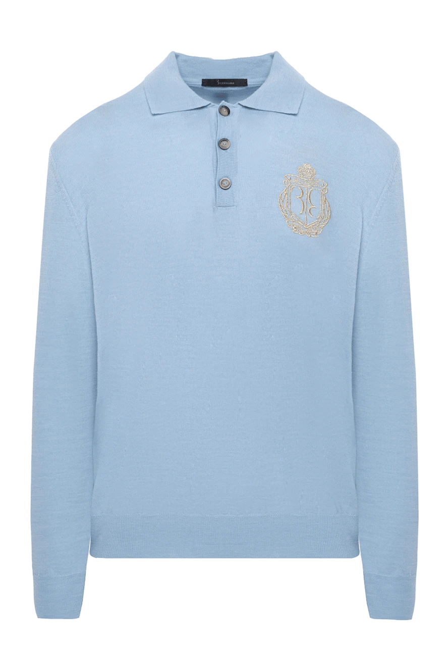 Billionaire man blue wool long sleeve polo for men купить с ценами и фото 133389 - photo 1