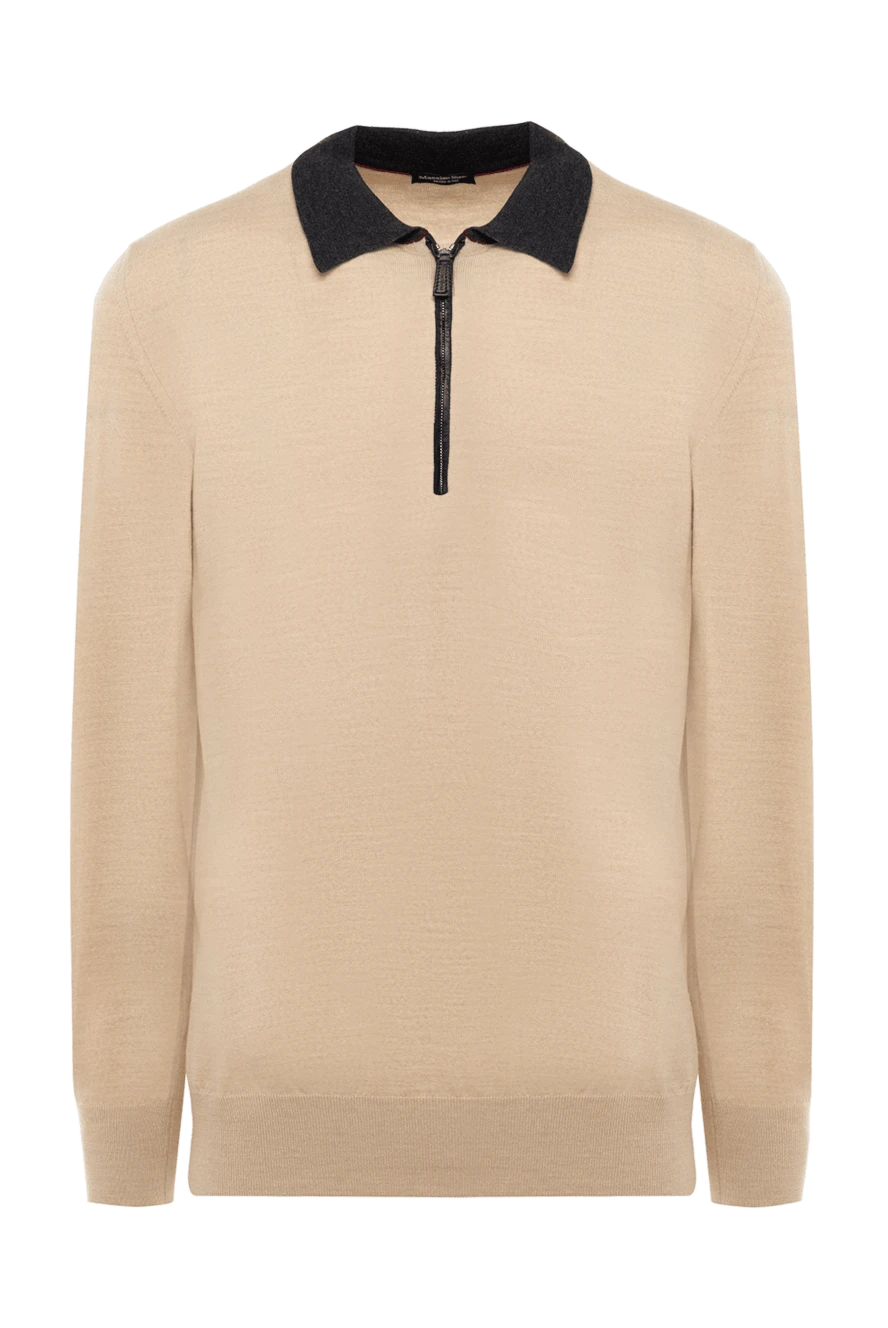 Massimo Sforza man long sleeve polo in wool, silk and cashmere beige for men купить с ценами и фото 133490 - photo 1