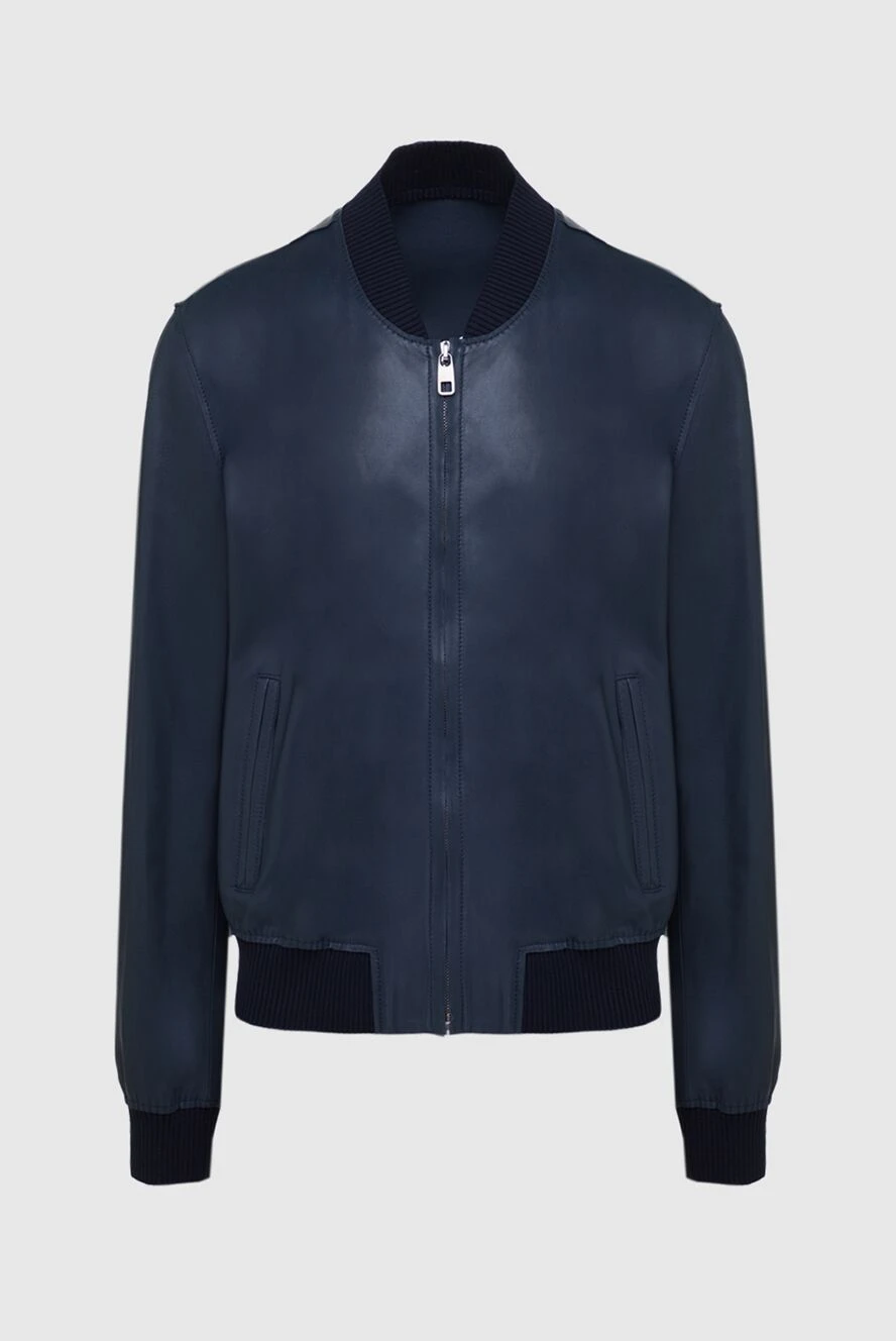 Dolce & Gabbana man blue leather jacket for men купить с ценами и фото 133672 - photo 1