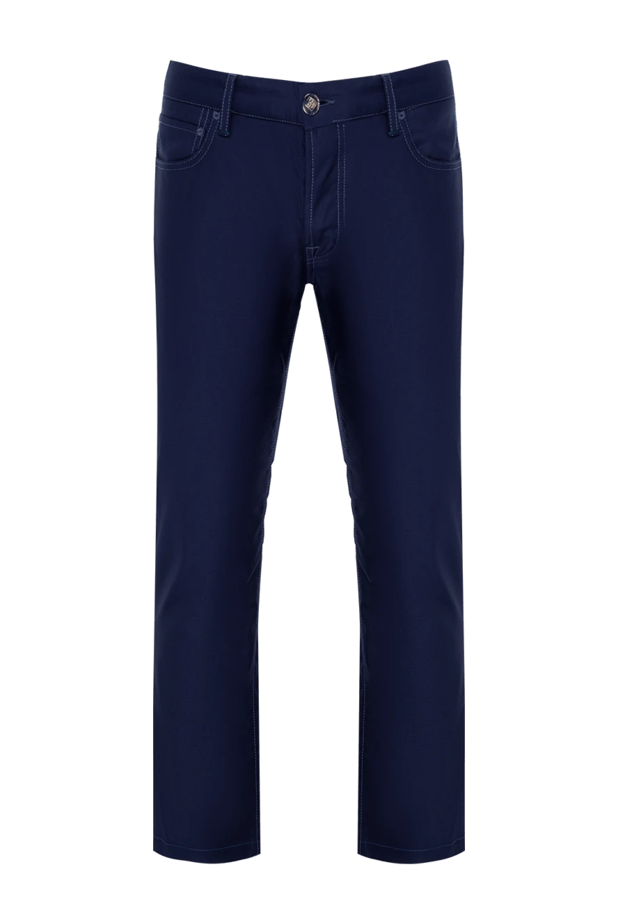 Corneliani man blue wool trousers for men купить с ценами и фото 133837 - photo 1