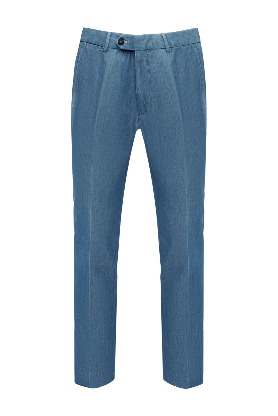 Corneliani man blue cotton trousers for men купить с ценами и фото 133842 - photo 1