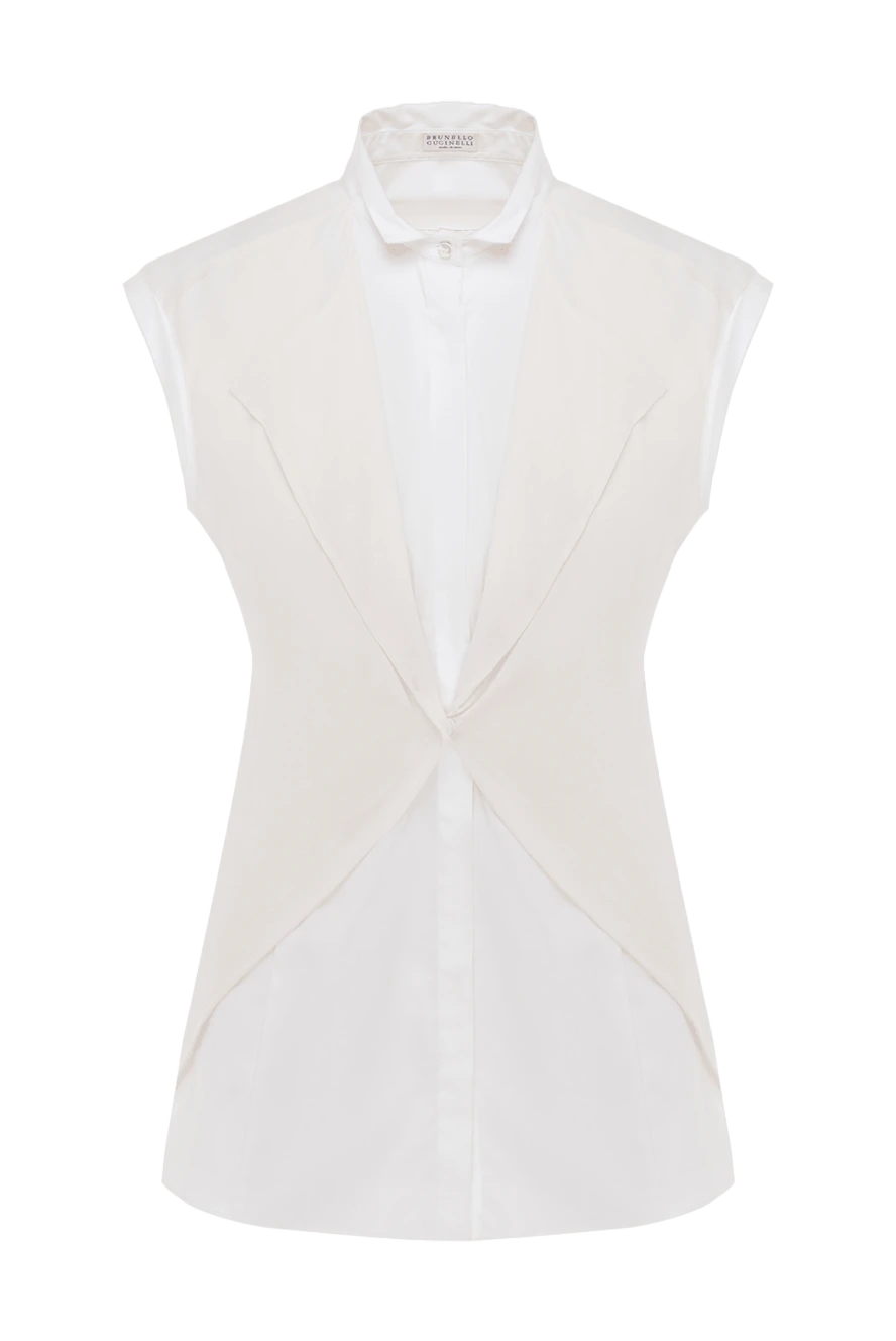 Brunello Cucinelli woman white cotton and polyamide shirt for women купить с ценами и фото 134034 - photo 1