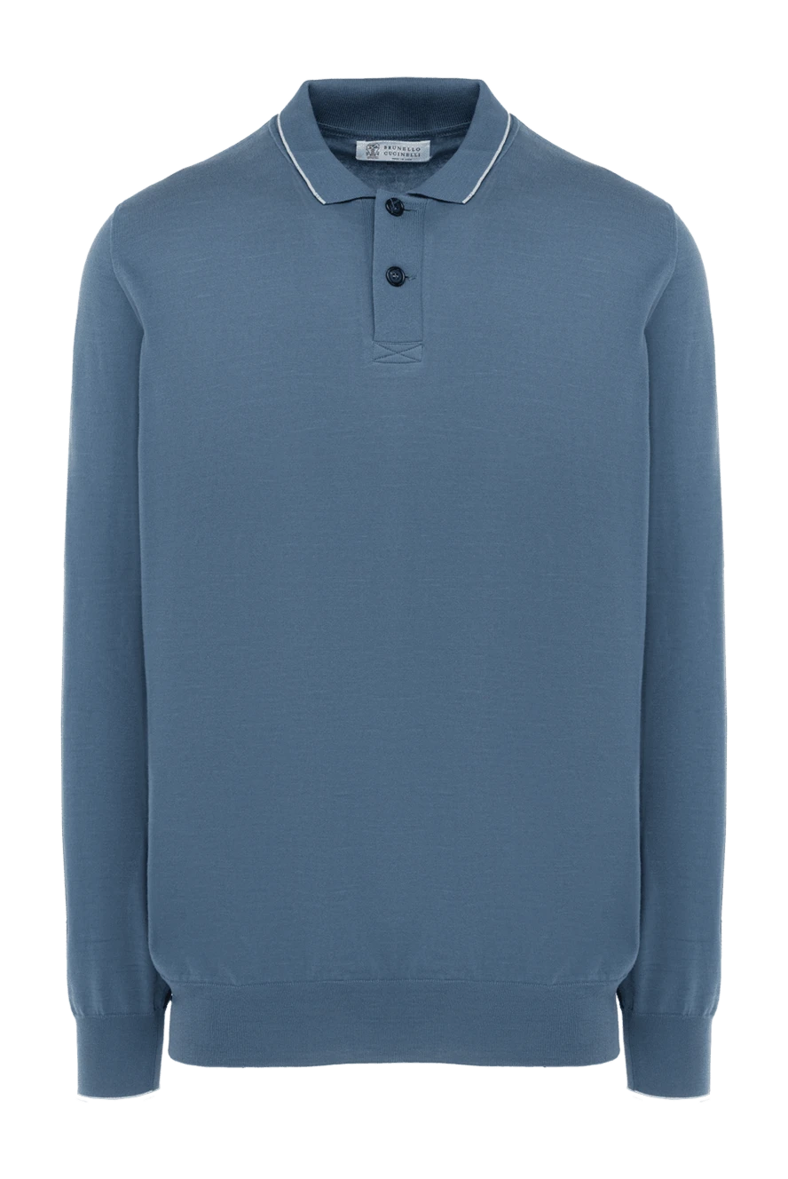 Brunello Cucinelli man long sleeve cotton polo blue for men купить с ценами и фото 134188 - photo 1