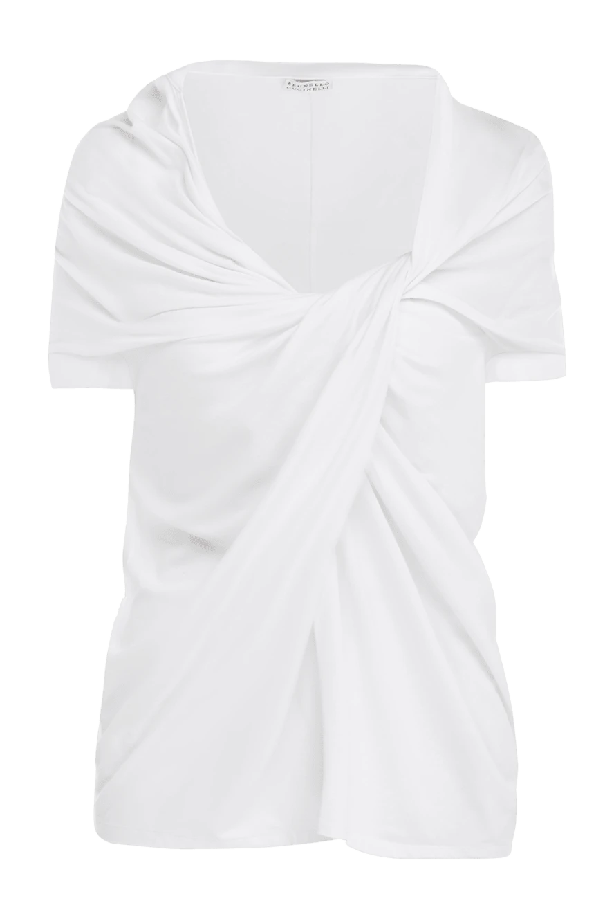 Brunello Cucinelli woman white cotton and lycra t-shirt for women купить с ценами и фото 134218 - photo 1