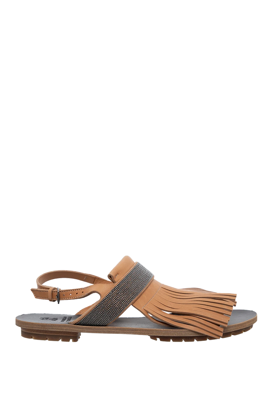 Brunello Cucinelli woman beige leather sandals for women купить с ценами и фото 134249 - photo 1