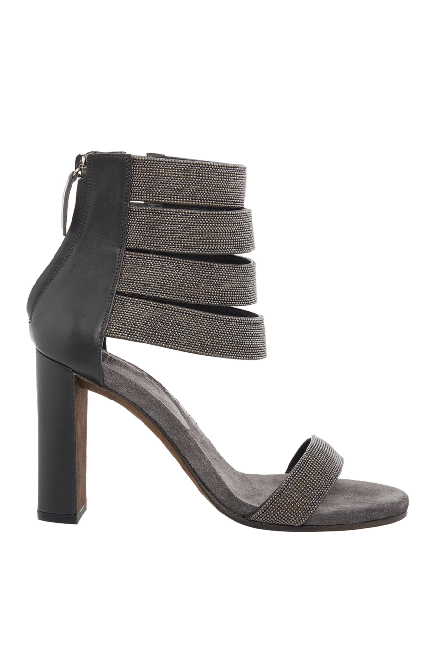 Brunello Cucinelli woman gray leather sandals for women купить с ценами и фото 134252 - photo 1