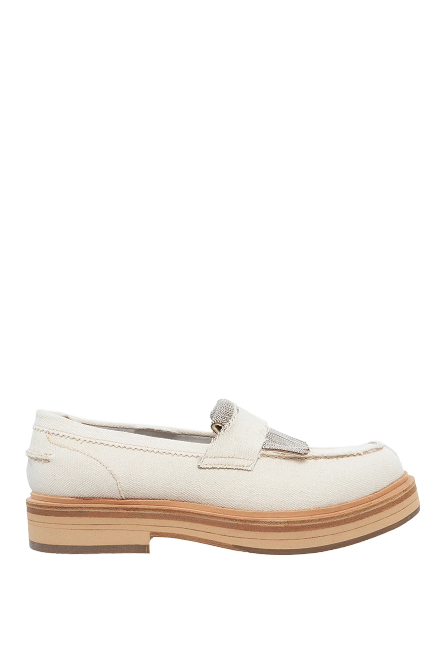 Brunello Cucinelli woman beige leather loafers for women купить с ценами и фото 134261 - photo 1