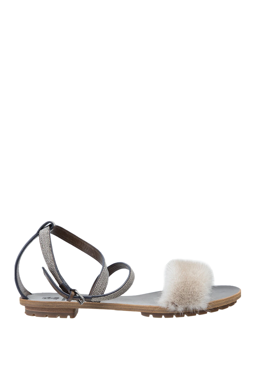 Brunello Cucinelli woman brown leather sandals for women купить с ценами и фото 134274 - photo 1