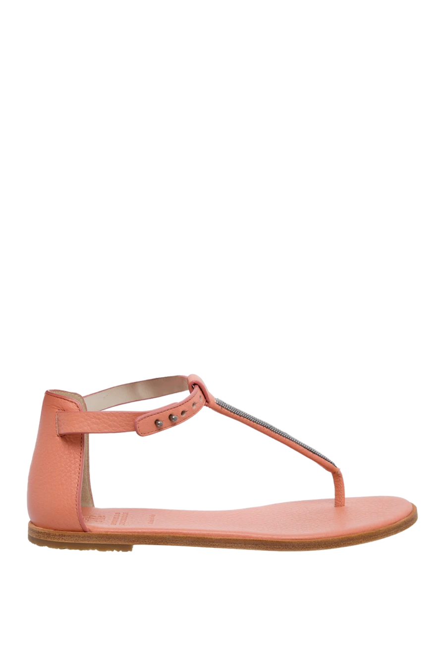 Brunello Cucinelli woman pink leather sandals for women купить с ценами и фото 134283 - photo 1