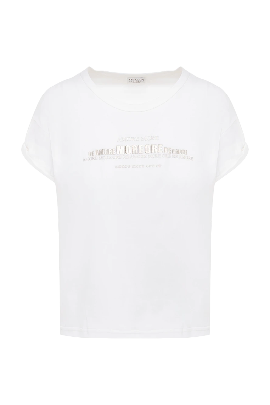 Brunello Cucinelli woman white cotton t-shirt for women купить с ценами и фото 134337 - photo 1