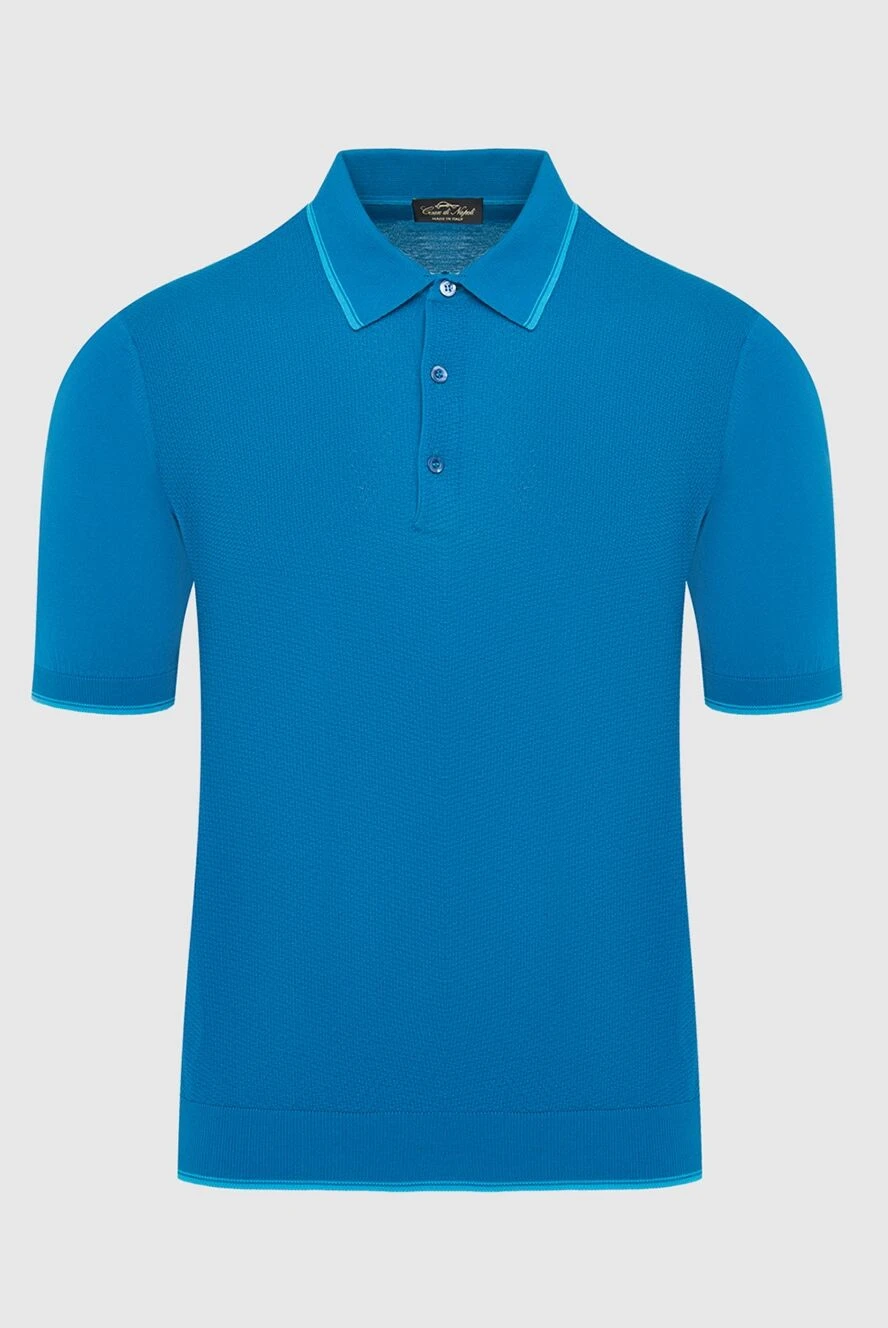 Cesare di Napoli man blue cotton and silk polo shirt for men купить с ценами и фото 134847 - photo 1