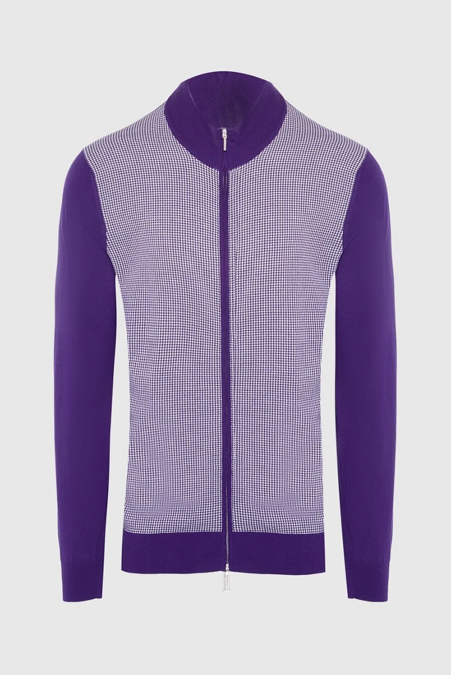 Cesare di Napoli man men's jumper with a high stand-up collar made of wool, purple купить с ценами и фото 134967 - photo 1