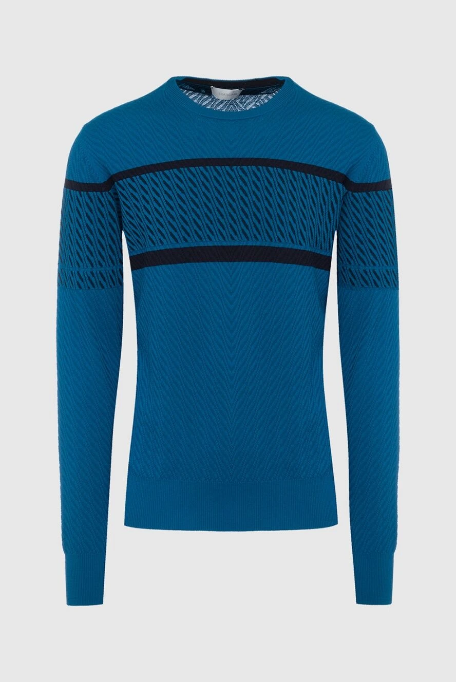 Cortigiani man wool and cotton jumper blue for men купить с ценами и фото 135149 - photo 1