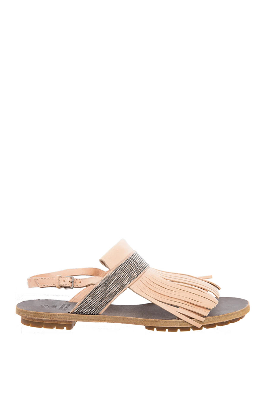 Brunello Cucinelli woman beige leather sandals for women купить с ценами и фото 135602 - photo 1