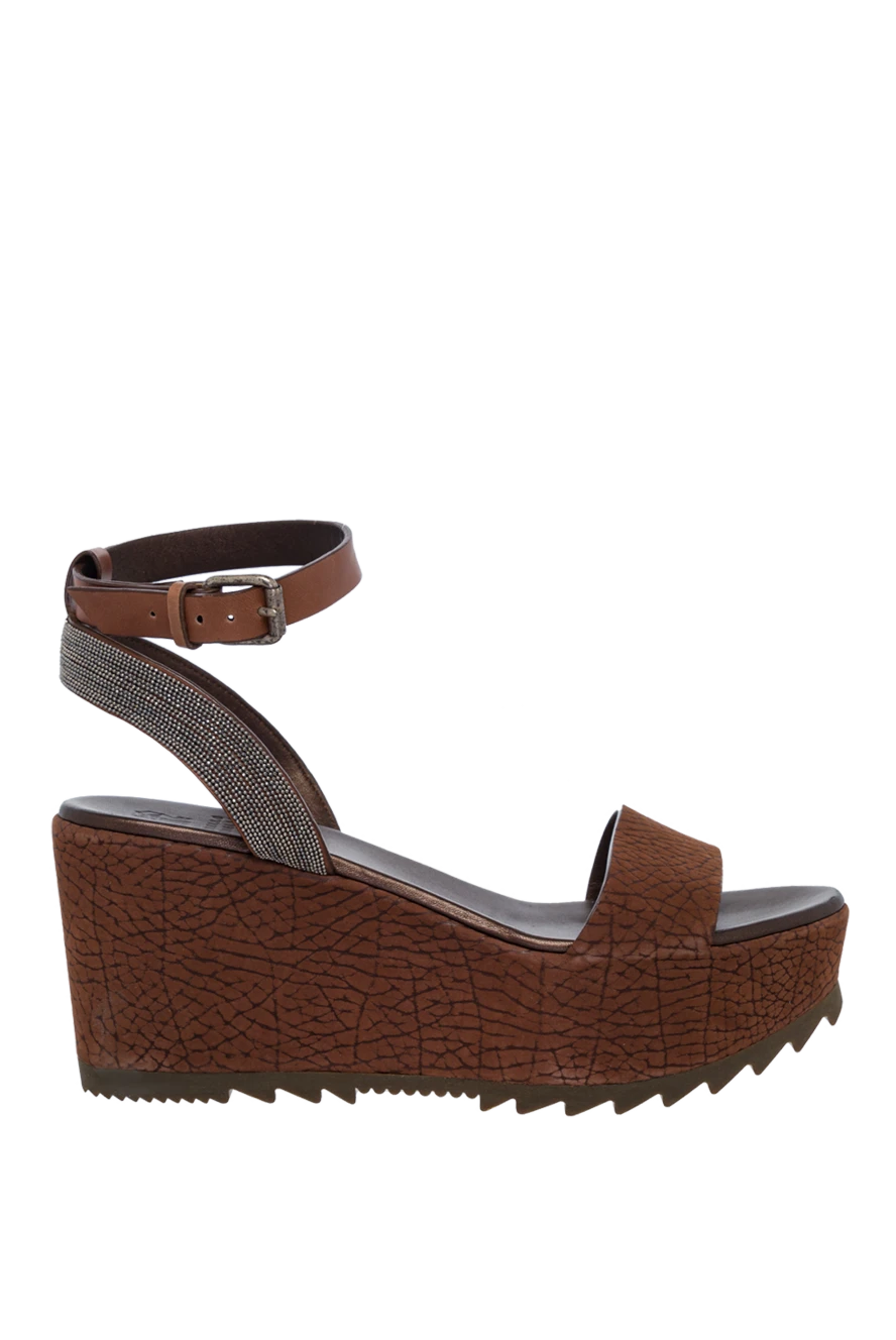 Brunello Cucinelli woman brown leather sandals for women купить с ценами и фото 135608 - photo 1