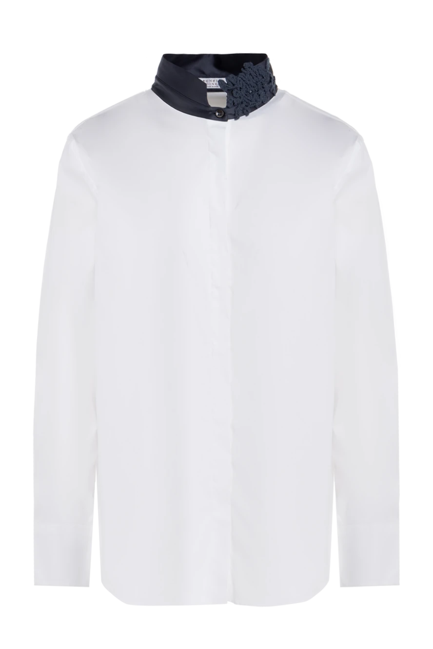 Brunello Cucinelli woman white cotton and polyamide shirt for women купить с ценами и фото 136155 - photo 1