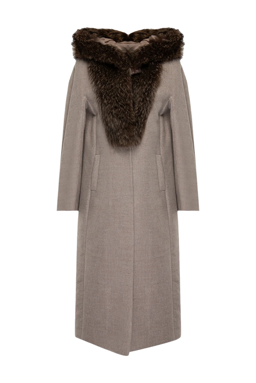 Brunello Cucinelli woman women's beige alpaca wool and polyamide coat купить с ценами и фото 136201 - photo 1