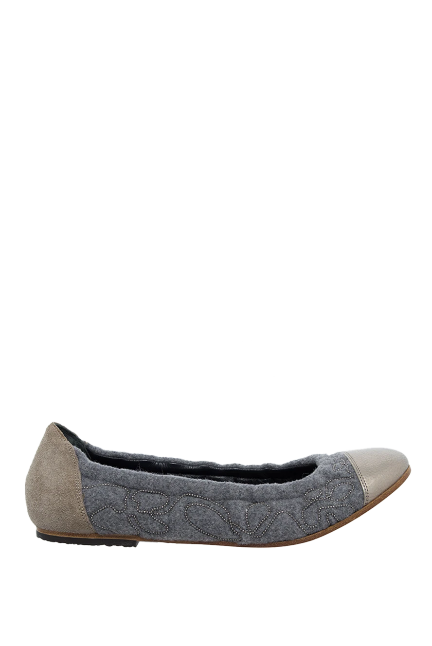 Brunello Cucinelli woman gray leather shoes for women купить с ценами и фото 136453 - photo 1