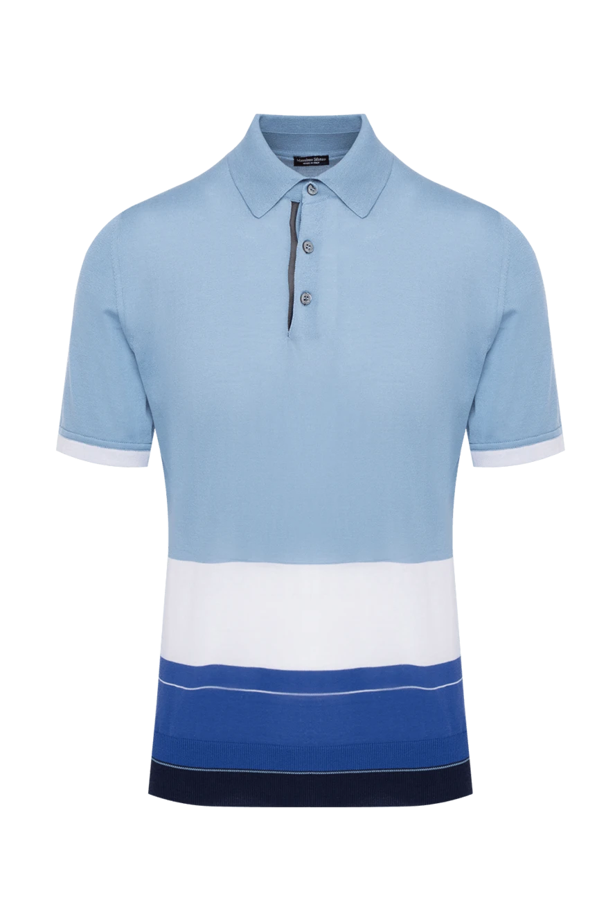 Massimo Sforza man blue cotton and silk polo for men купить с ценами и фото 137040 - photo 1