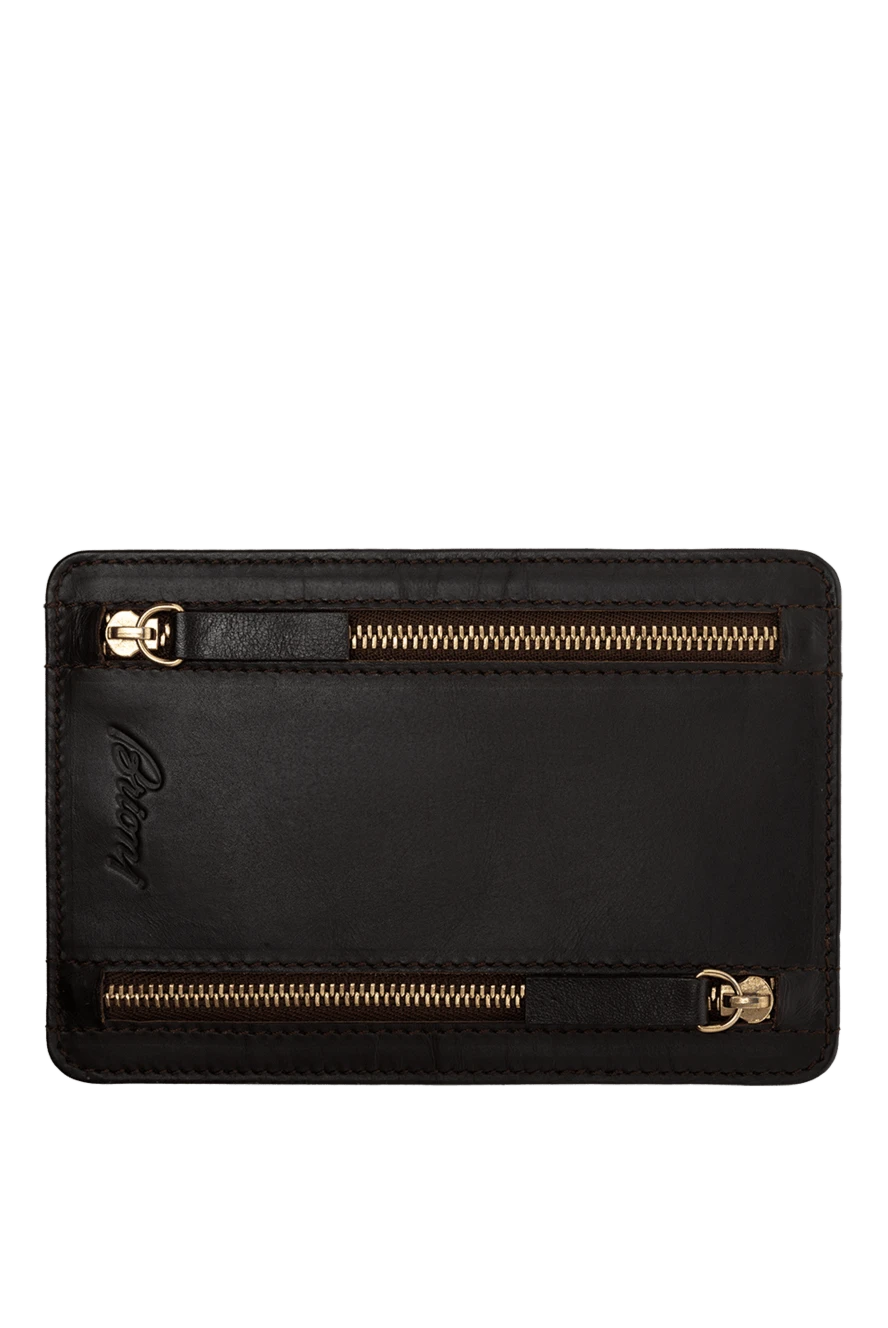 Brioni man black leather business card holder for men купить с ценами и фото 137155 - photo 1