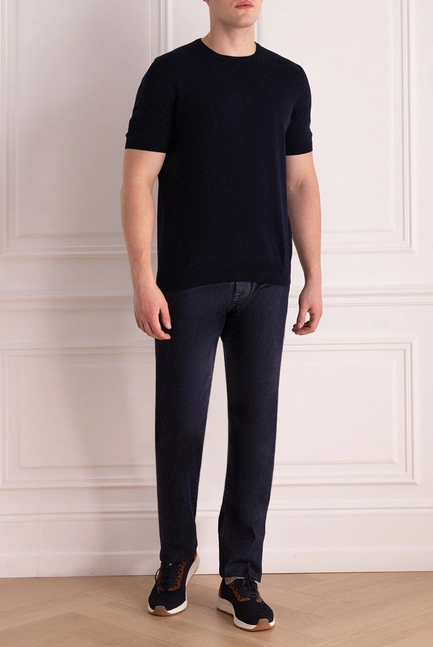 Corneliani man cotton and polyester jeans blue for men купить с ценами и фото 137495 - photo 1