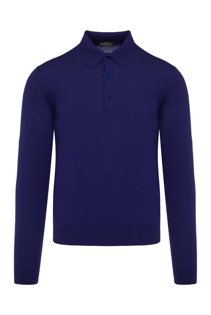 Cesare di Napoli man wool long sleeve polo blue for men купить с ценами и фото 137950 - photo 1