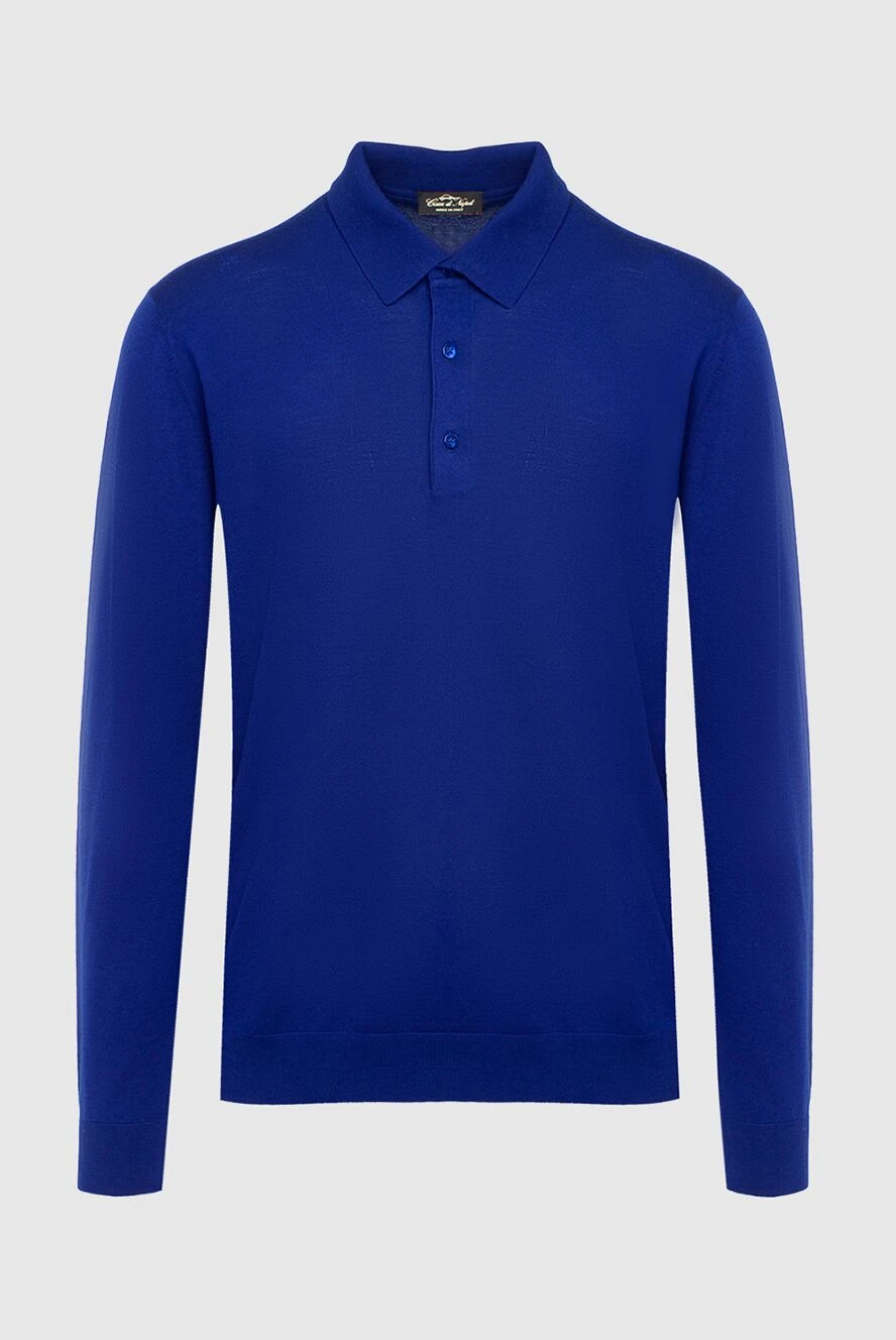 Cesare di Napoli man wool long sleeve polo blue for men купить с ценами и фото 137951 - photo 1