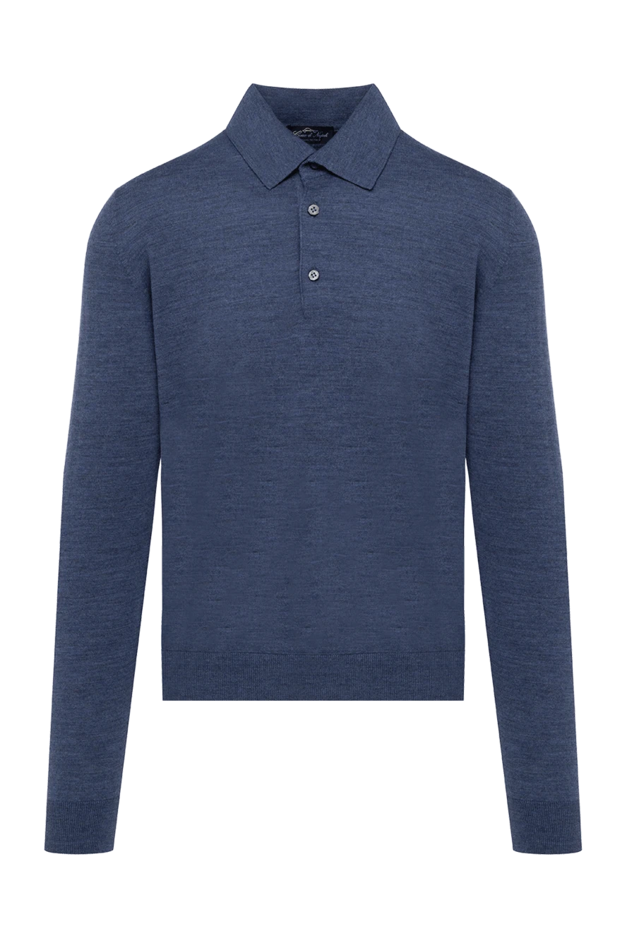 Cesare di Napoli man wool long sleeve polo blue for men купить с ценами и фото 137956 - photo 1