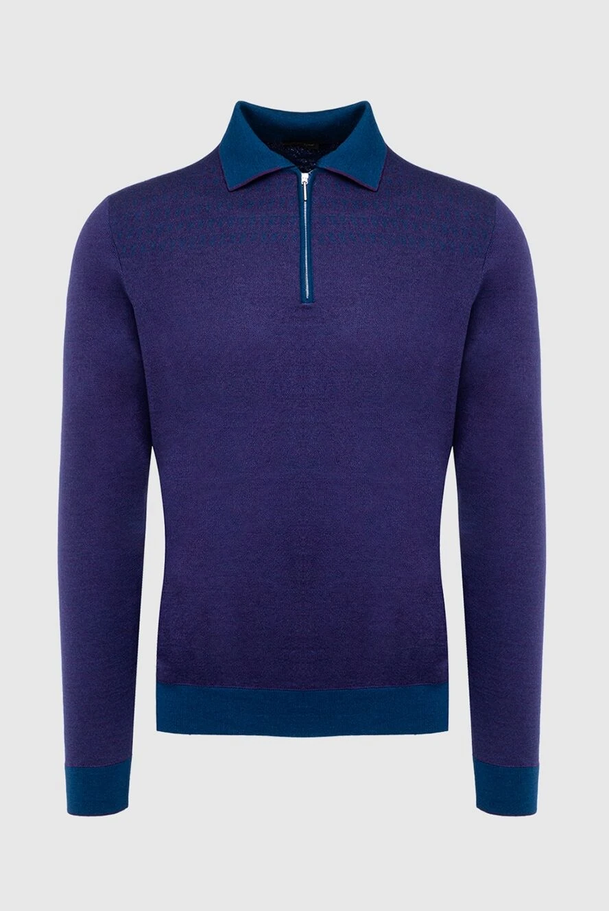 Cesare di Napoli man long sleeve polo in silk and cashmere violet for men купить с ценами и фото 138363 - photo 1