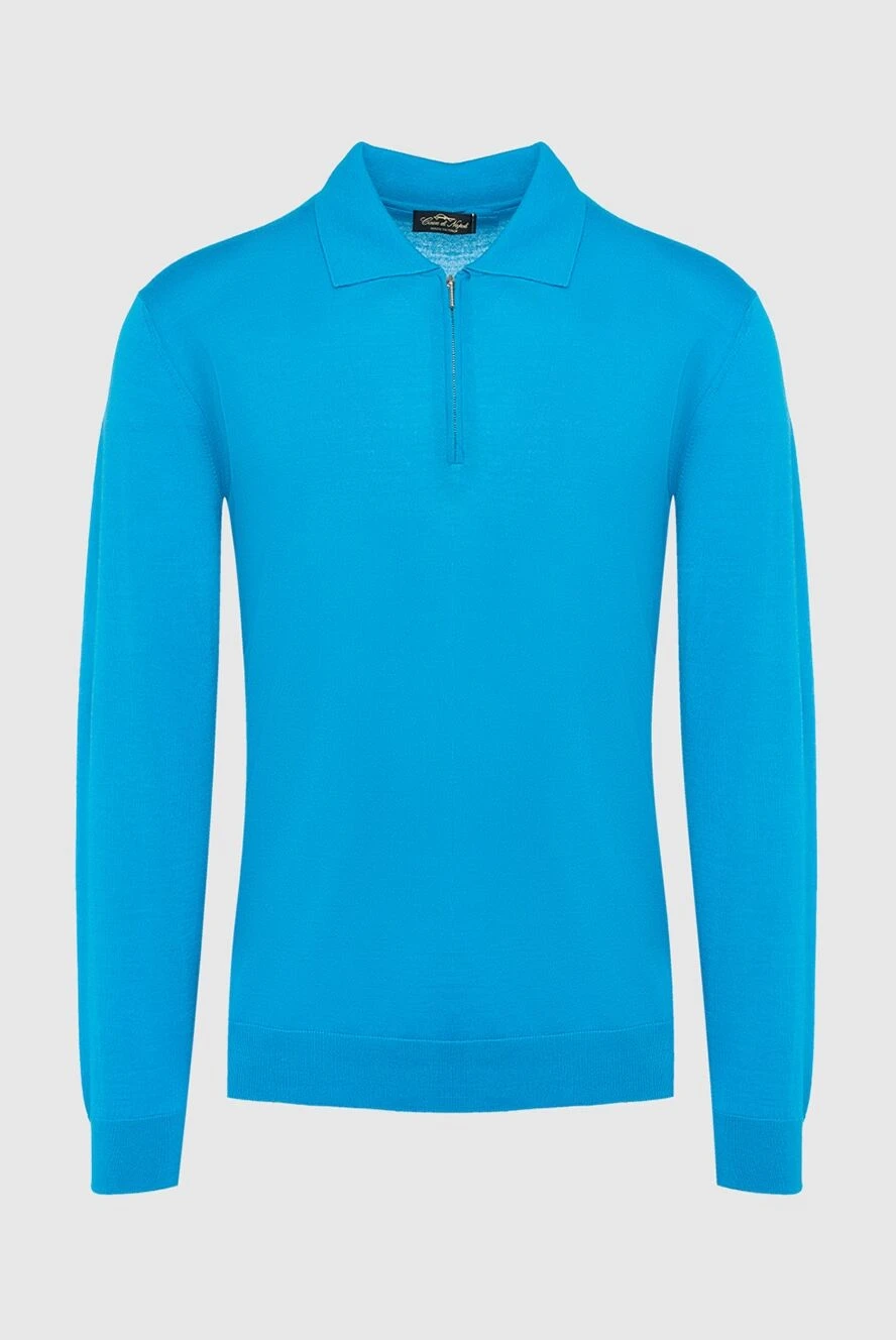 Cesare di Napoli man long sleeve polo in wool, silk and cashmere blue for men купить с ценами и фото 138430 - photo 1