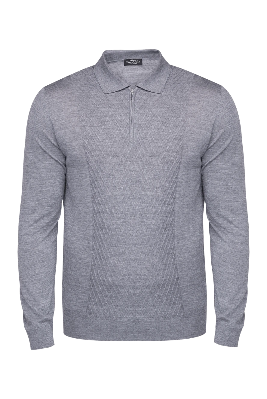 Cesare di Napoli man long sleeve polo in wool, silk and cashmere gray for men купить с ценами и фото 138480 - photo 1