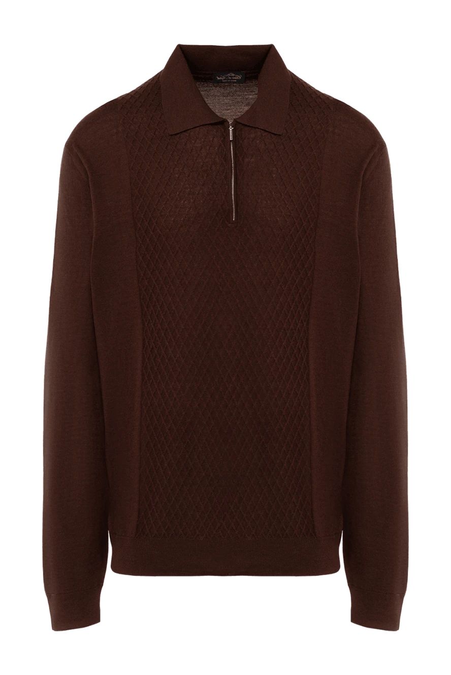 Cesare di Napoli man wool, silk and cashmere long sleeve polo brown for men купить с ценами и фото 138483 - photo 1