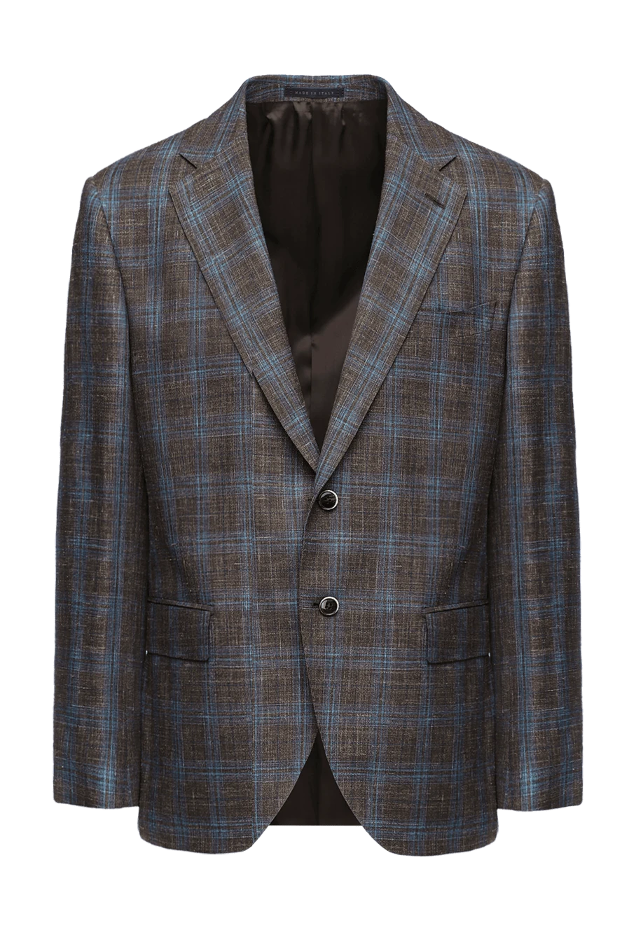 Lubiam коричневый пиджак в синюю клетку из шерсти с классической посадкой 138525 - фото 1