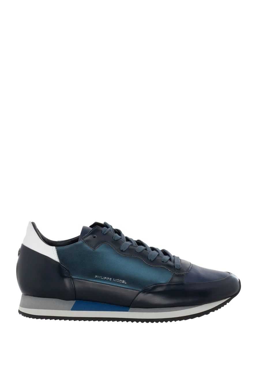 Philippe Model man blue leather sneakers for men купить с ценами и фото 138672 - photo 1