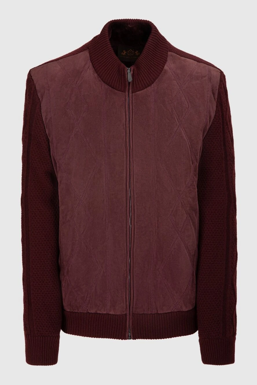 Mauro Conte man men's cardigan made of cashmere, suede and beaver burgundy купить с ценами и фото 138712 - photo 1