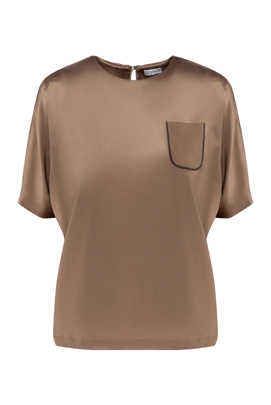 Brunello Cucinelli woman brown silk blouse for women купить с ценами и фото 138971 - photo 1