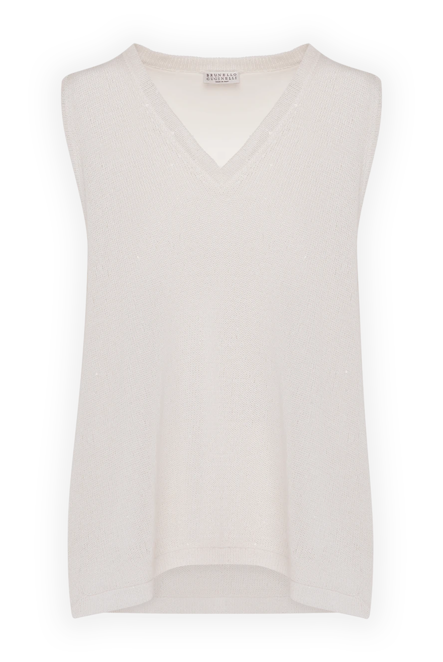 Brunello Cucinelli woman white linen and silk blouse for women купить с ценами и фото 138994 - photo 1