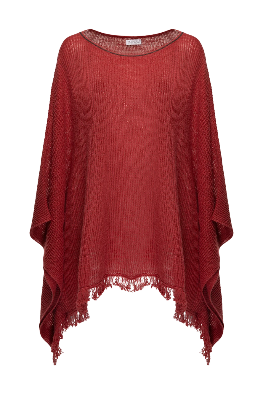 Brunello Cucinelli woman burgundy canvas poncho for women купить с ценами и фото 139002 - photo 1