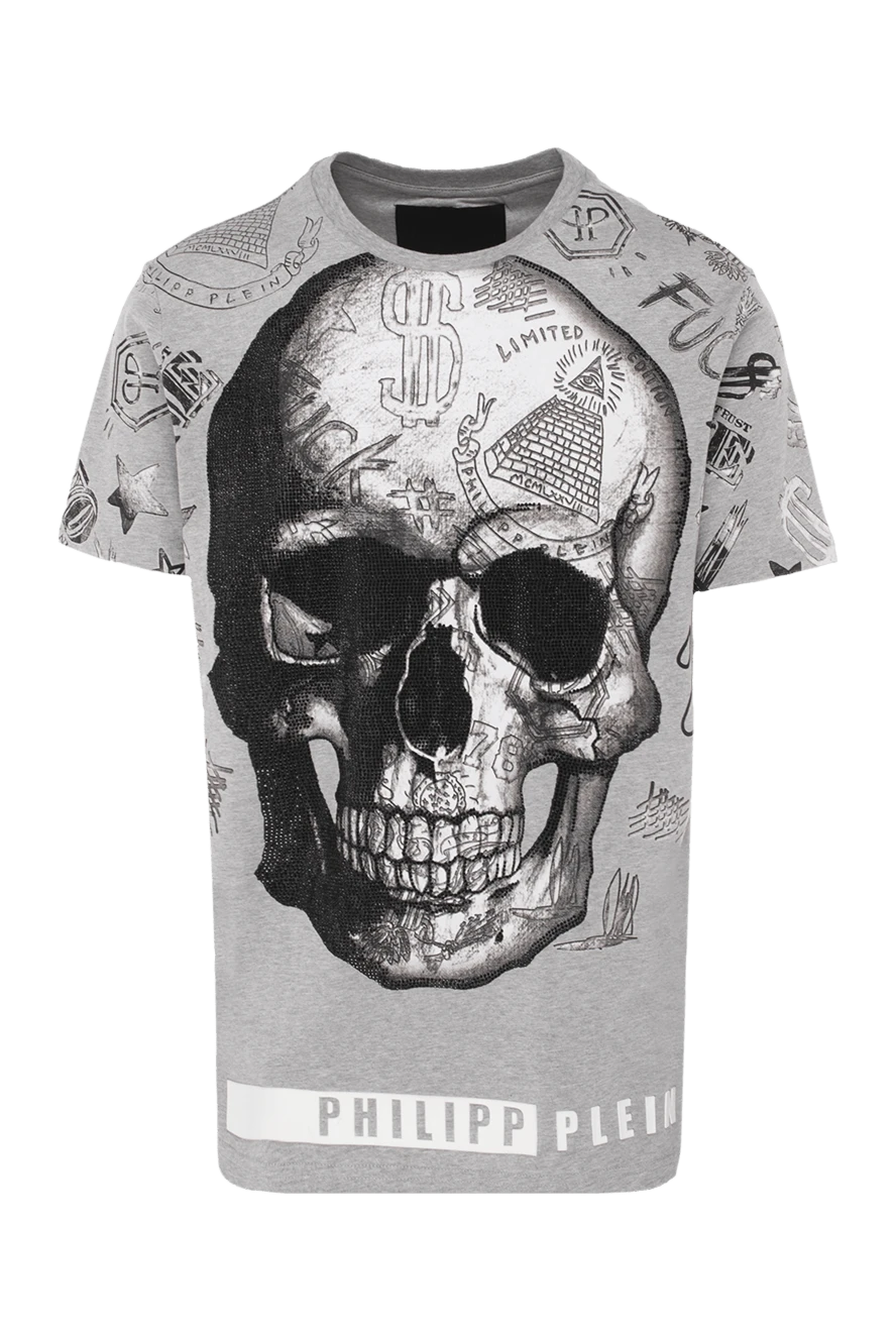 Philipp Plein man gray cotton t-shirt for men купить с ценами и фото 139216 - photo 1