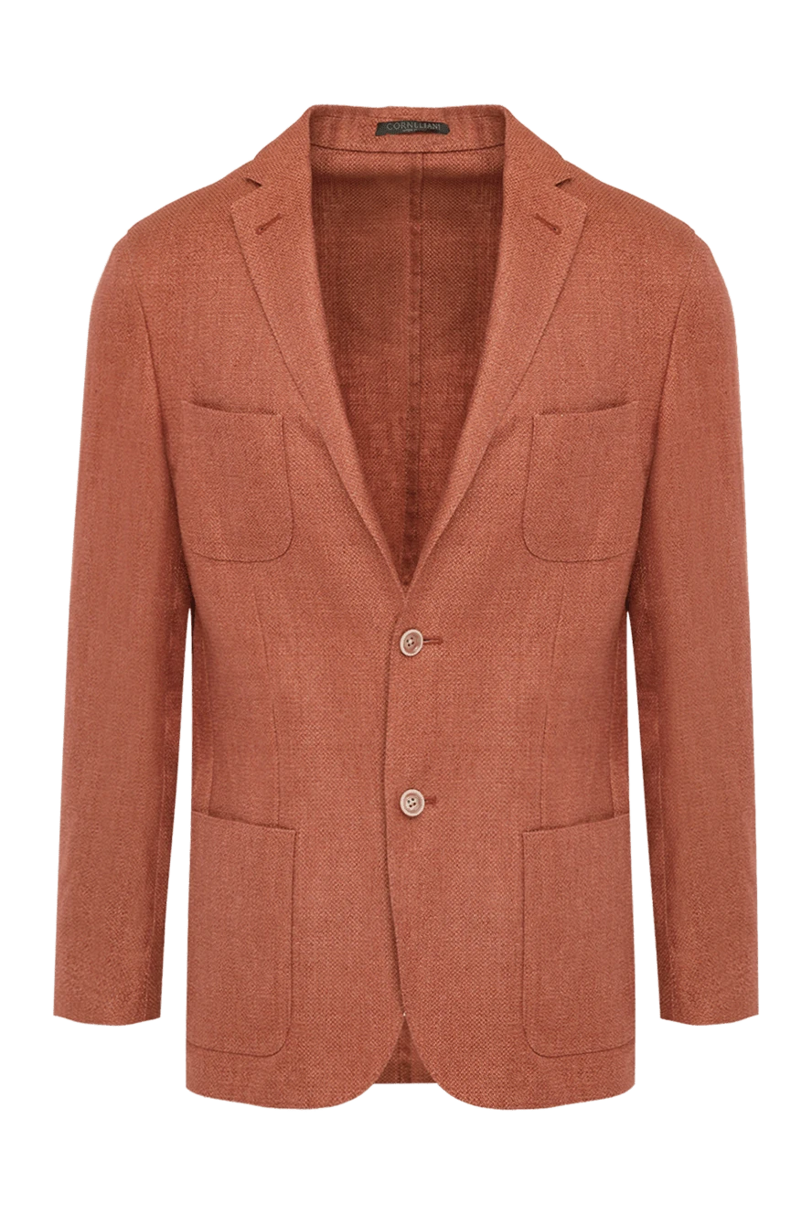 Corneliani пиджак из канвы и шерсти оранжевый мужской 139381 - фото 1