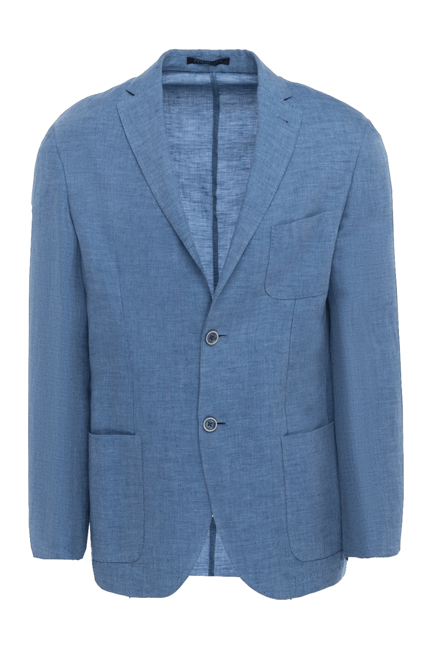 Corneliani man blue linen and cotton jacket for men купить с ценами и фото 139382 - photo 1