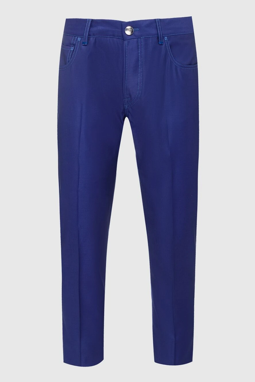 Corneliani man blue wool trousers for men купить с ценами и фото 139453 - photo 1