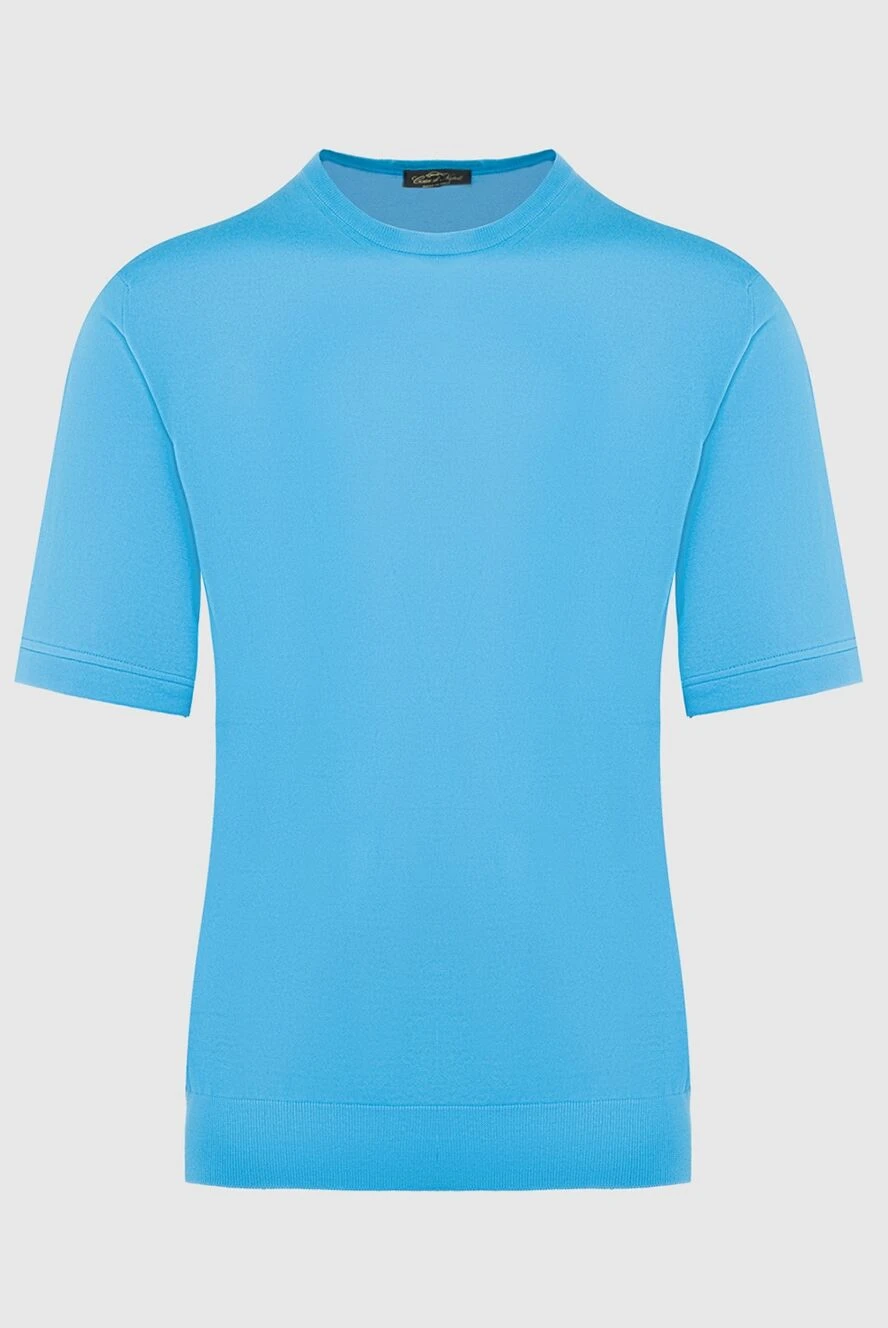 Cesare di Napoli man blue cotton t-shirt for men купить с ценами и фото 139688 - photo 1