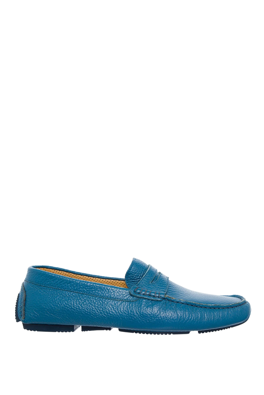 Cesare di Napoli man moccasins for men made of blue leather купить с ценами и фото 139714 - photo 1